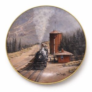 “The Water Stop” – Peter Sawatzky Steam Collector Plate (1990)